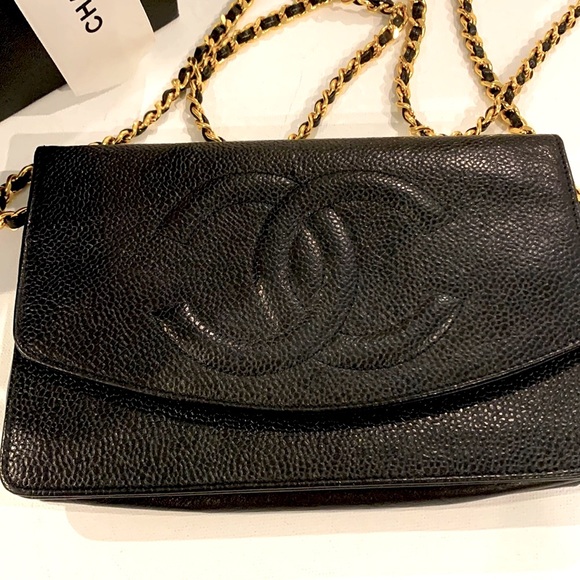 🦄🖤 CHANEL RARE Vintage “3 Series” Secret Wallet Chain WOC Leather Gold HW Bag - Picture 16 of 16